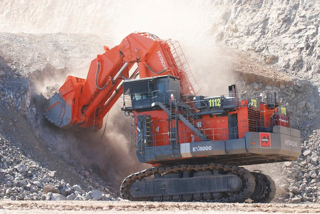A large excavator working in an open cut mine.