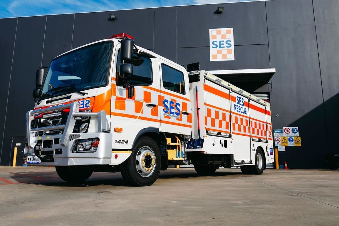 A State Emergency Service rescue truck outside its unit.